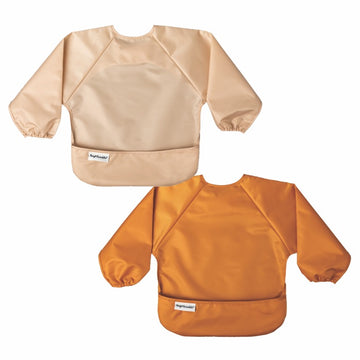 Pack 2 Baberos Manga Larga<br>Crema y canela <br>TINY TWINKLE