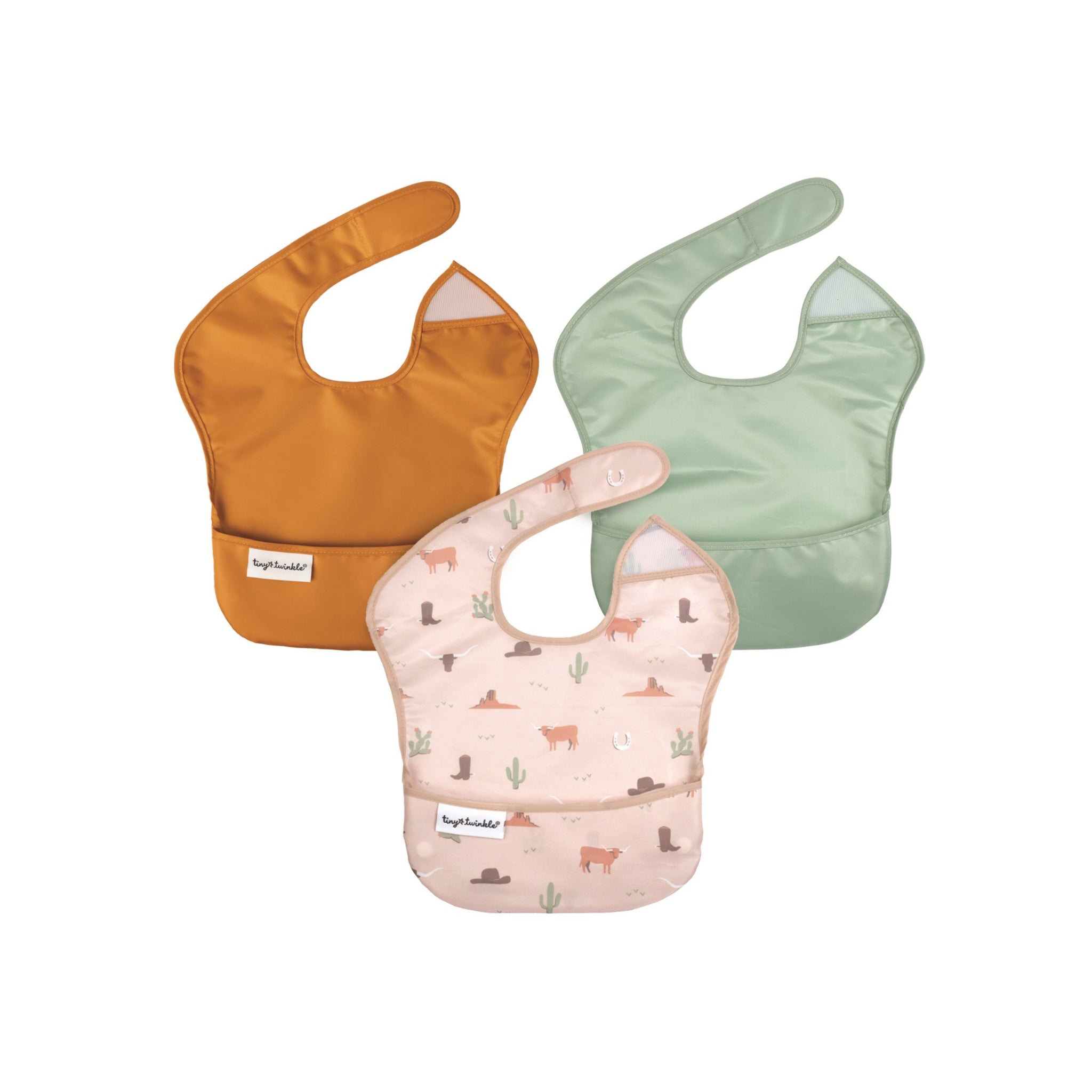 Pack 3 Baberos  <br>Oeste, naranja y verde  <br>TINY TWINKLE